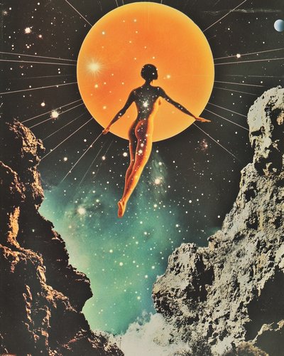 Mujer flotante, Sol cósmico de Samantha Hearn