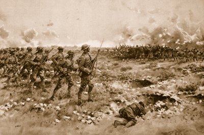 Su última esperanza: Soldados alemanes desmoralizados imploran clemencia a las tropas británicas que avanzan (litografía) de Samuel (after) Begg