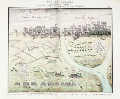 Vista de Limerick, c.1750 (planos en acuarela) de Samuel (after) Hobson