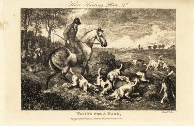Cazador montado observando una jauría de perros cavando para encontrar liebres de Samuel (after) Howitt