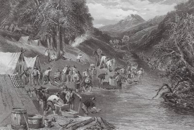 Australia: Alluvial Gold Washing (grabado) de Samuel (after) Prout