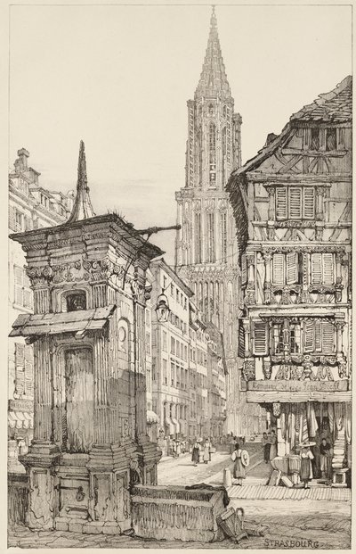 La Rue Mercière y la fachada oeste de la Catedral de Estrasburgo de Samuel (after) Prout