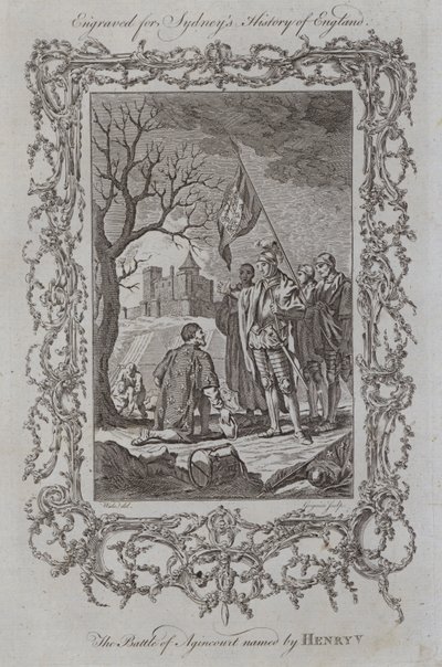 La batalla de Agincourt nombrada por Enrique V (grabado) de Samuel (after) Wale