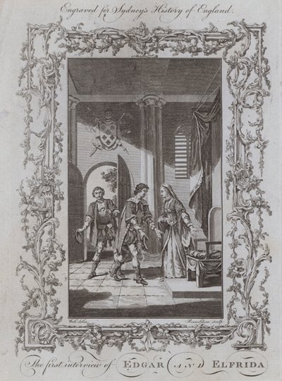 La primera entrevista de Edgar y Elfrida (grabado) de Samuel (after) Wale