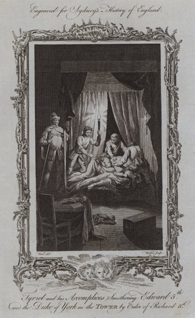 Tyrrel y sus Cómplices Asfixiando a Eduardo V y al Duque de York en la Torre por Orden de Ricardo III de Samuel (after) Wale