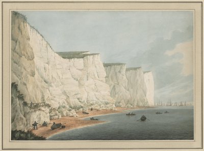 The Fleet Off the Coast, Beachy Head, c.1790-1805 (acuarela con dibujo de grafito) de Samuel Atkins