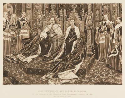 El Rey Eduardo VII y la Reina Alexandra en el Parlamento de Samuel Begg
