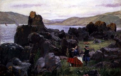 Miss Beath con Nelly y Tom, c.1863 de Samuel Bough