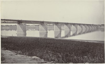 Spoorbrug sobre de Yamuna bij Allahabad El puente ferroviario sobre el Jumna (título original) de Samuel Bourne (signed by artist)
