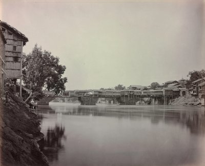 Puente de tiendas, Srinagar, Cachemira, 1864 de Samuel Bourne