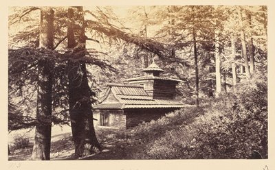 Simla; Templo cerca de la cascada de Samuel Bourne
