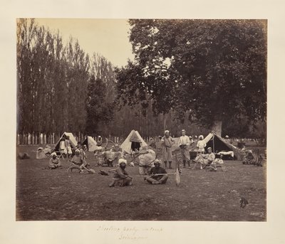 Srinuggur; Una fiesta de tiro en el campamento de Samuel Bourne