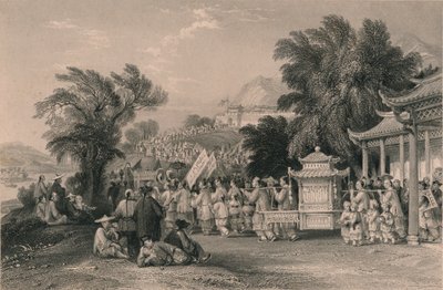 Procesión de matrimonio en el Arroyo de la Nube Azul, Chin-keang-foo, c1843-1858 de Samuel Bradshaw