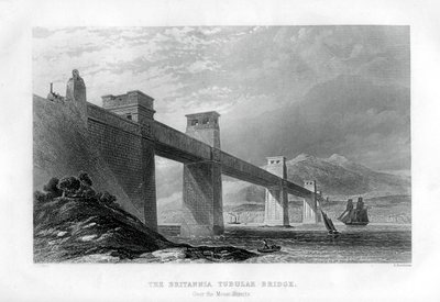 El Puente Tubular Britannia sobre el Estrecho de Menai, Gales, 1886 de Samuel Bradshaw