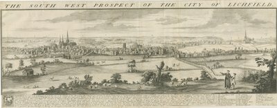 Lichfield - Vista suroeste: grabado de Samuel Buck