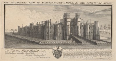 Vista suroeste del castillo de Hertsmonceux en el condado de Sussex de Samuel Buck
