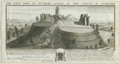Castillo de Tutbury - Vista Este: grabado de Samuel Buck