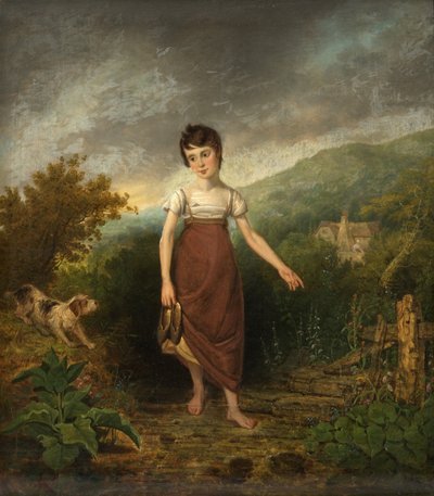 Una Chica Cruzando un Arroyo de Samuel Colman