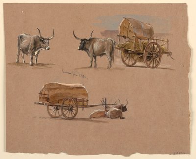 Dibujo, Carretas, Roma, Italia, enero de 1873 de Samuel Colman