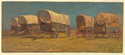 Dibujo, Estudio, Vagones cubiertos, posiblemente 1871 de Samuel Colman