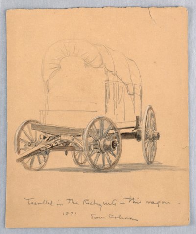 Dibujo, Estudio de vagones cubiertos, 1871 de Samuel Colman