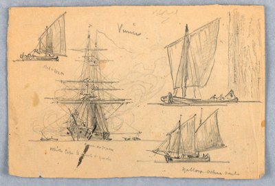 Bocetos de barcos, Venecia, Italia de Samuel Colman