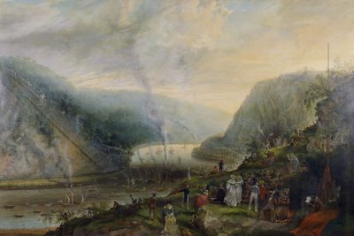 La ceremonia de colocación de la primera piedra del Puente Colgante de Clifton de Samuel Colman