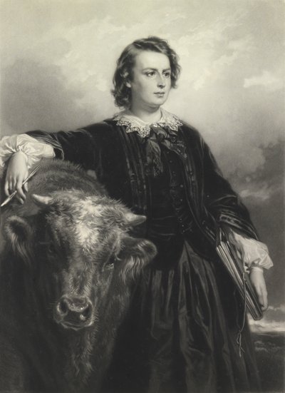 Rosa Bonheur a los treinta y cuatro años (mezzotinta) de Samuel Cousins