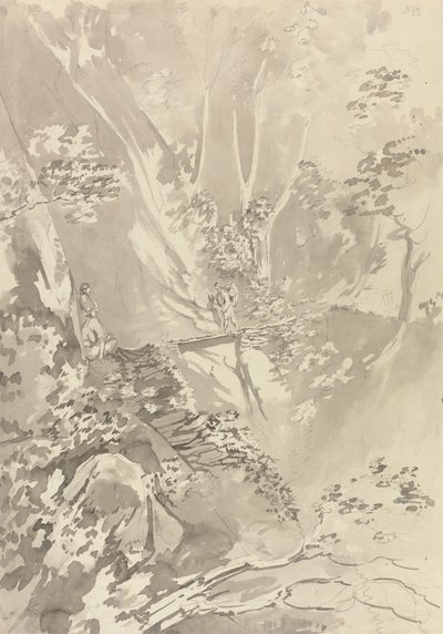 Figuras cruzando un puente sobre un barranco de Samuel Davis