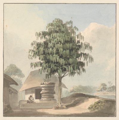 Santo sentado cerca de un zócalo bajo un árbol de Samuel Davis