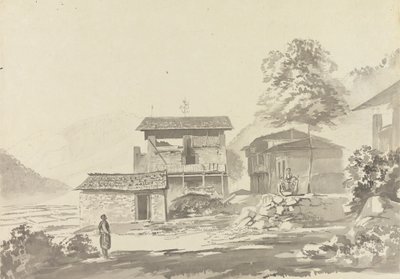 En la aldea cercana a Tassisudon [Tashicho Dzong] de Samuel Davis