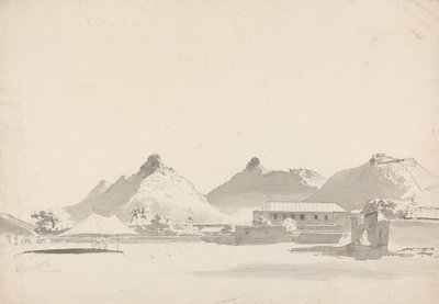 Campamento militar con fuertes en las colinas de detrás de Samuel Davis