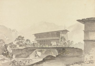 Cerca de Tassisudon [Tashicho Dzong] de Samuel Davis