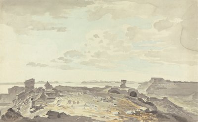 Fuerte en ruinas a orillas de un río de Samuel Davis