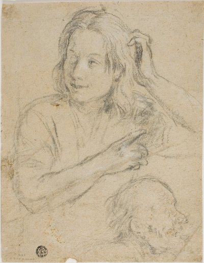 Niño con la Mano en la Cabeza y Perfil de Hombre Mayor de Samuel Drummond