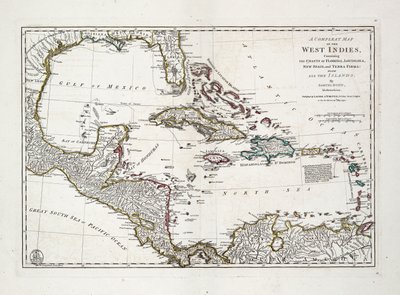 Mapa completo de las Indias Occidentales que contiene las costas de Florida, Luisiana, Nueva España y Tierra Firme con todas las islas. de Samuel Dunn