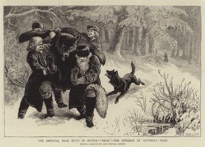 La caza del oso imperial en Rusia, muerto, el premio del emperador de Austria de Samuel Edmund Waller