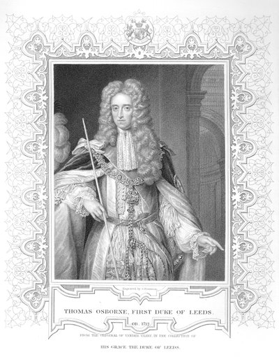 Retrato de Thomas Osborne, grabado (foto en blanco y negro) de Samuel Freeman