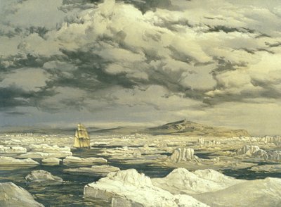 Primer descubrimiento de tierra por el HMS Investigator, 6 de septiembre de 1850, grabado por E. Walker, 1854 de Samuel Gurney Cresswell