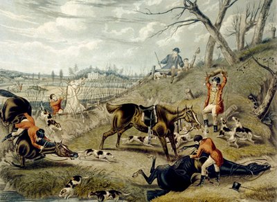 La gran caza de zorros de Leicestershire, placa 4, grabado por Charles Hunt de Samuel Henry (after) Alken