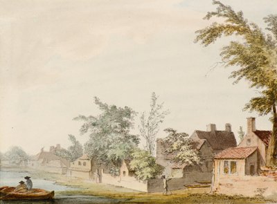 Un pueblo junto a un lago de Samuel Hieronymous Grimm
