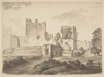 Vista en tinta china del castillo de Prudhoe, en la parroquia de Ovingham (tinta china sobre papel) de Samuel Hieronymous Grimm