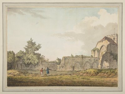Ruinas de la nave de la iglesia prioral de Boxgrove tomadas desde el patio de la iglesia de Samuel Hieronymous Grimm