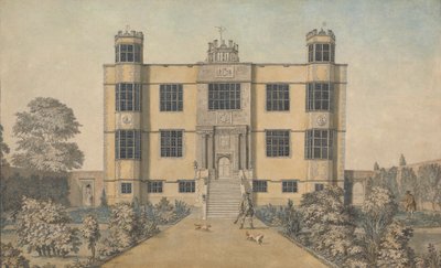 Barlborough Hall, cerca de Chesterfield, Derbyshire: la fachada principal de la mansión de Samuel Hieronymus Grimm