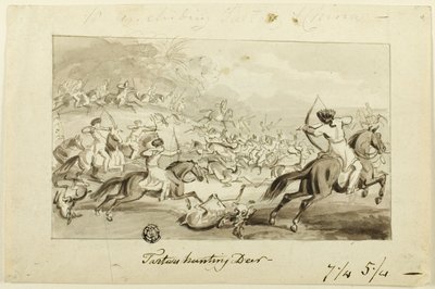 Tártaros cazando ciervos (recto); Concha (verso) de Samuel Howett