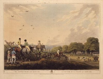 El Regreso de la Caza del Jabalí, de "Deportes de Campo Orientales", pub. por Edward Orme de Samuel Howett