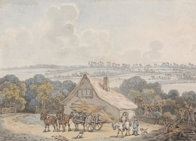 Paisaje con carro de heno ante una casa de campo de Samuel Howitt