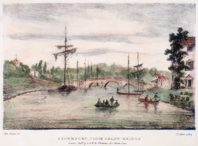 Stourport-on-Severn, Worcestershire, desde debajo del puente, c1795 de Samuel Ireland