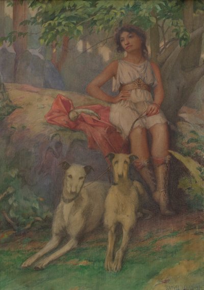 Figura con dos perros de Samuel Isham
