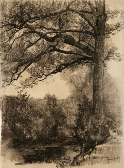 Paisaje con árbol grande, 1884 de Samuel Isham